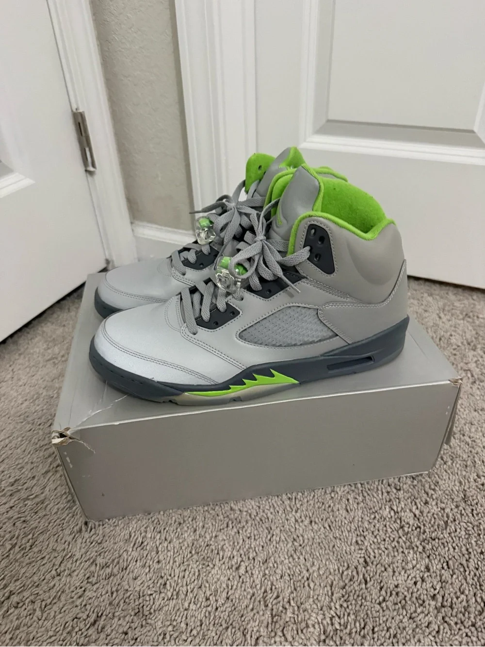 Jordan Men’s Athletic Shoes in Grey and Neon Green